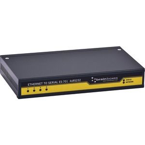 Brainboxes 4 Port RS232 Ethernet to Serial Adapter - Wall-mountable, DIN Rail Mountable - TAA Compliant