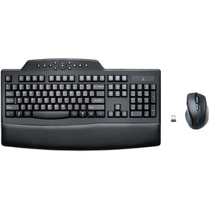 Kensington Pro Fit Keyboard & Mouse - USB Rubber Dome Wireless RF Keyboard - Black - USB Wireless RF Mouse - 2 Button - Scroll Wheel - Black - Right-handed Only