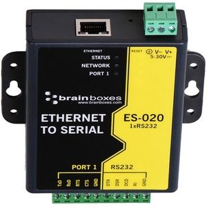 Brainboxes Ethernet 1 Port RS232 10xScrew Terminals - DIN Rail Mountable - PC - 1 x Number of Serial Ports External - TAA Compliant