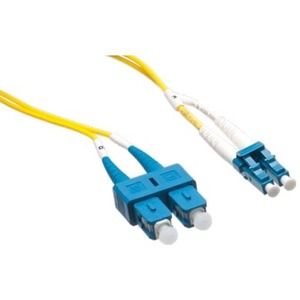Axiom LC/SC Singlemode Duplex OS2 9/125 Fiber Optic Cable 15m - Fiber Optic for Network Device - 49.21 ft - 2 x LC Male Network - 2 x SC Male Network - Yellow
