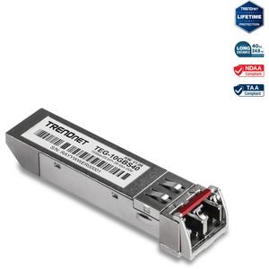 TRENDnet SFP to RJ45 10GBASE-ER SFP+ Single Mode LC Module; TEG-10GBS40; Up to 40 km (24.9 Miles); Hot Pluggable SFP+ Transceiver; 1550nm Wavelength; 3.3 V Power Supply; Lifetime Protection - 10GBASE-LR SFP+ Single Mode LC Module (40KM with DDM)