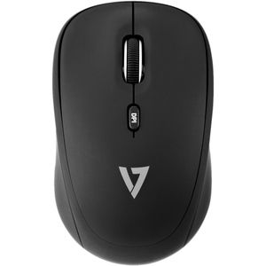 V7 4-Button Wireless Optical Mouse with Adjustable DPI - Black - Optical - Wireless - Radio Frequency - 2.40 GHz - Black - USB - 1600 dpi - Scroll Wheel - 4 Button(s) - Symmetrical