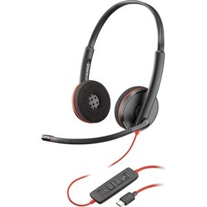 Plantronics Blackwire C3220 Headset - Stereo - USB Type A - Wired - 20 Hz - 20 kHz - Over-the-head - Binaural - Supra-aural - Noise Cancelling Microphone - Black