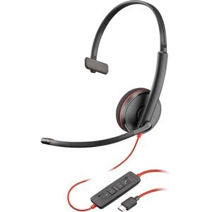 Plantronics Blackwire C3210 Headset - Mono - USB Type C - Wired - 20 Hz - 20 kHz - Over-the-head - Monaural - Supra-aural - Noise Cancelling Microphone - Black