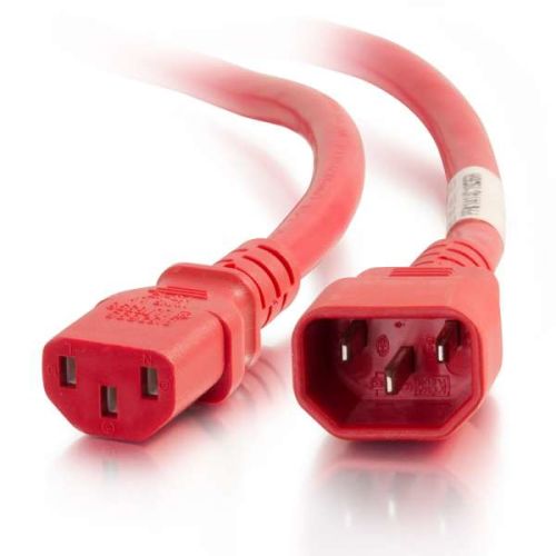C2G 3ft 18AWG Power Cord (IEC320C14 to IEC320C13) -Red - For PDU, Switch, Server - 250 V AC10 A - Red - 3 ft Cord Length