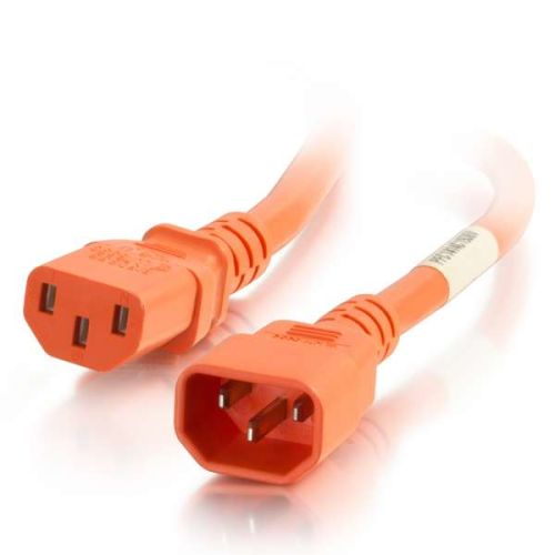 C2G 5ft 18AWG Power Cord (IEC320C14 to IEC320C13) - Orange - 250 V AC10 A - Orange - 5 ft Cord Length