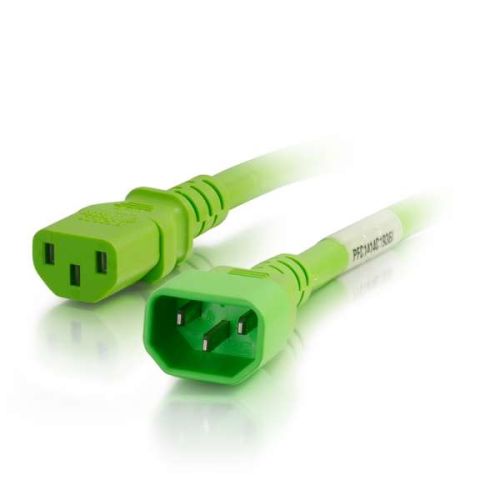 C2G 5ft 18AWG Power Cord (IEC320C14 to IEC320C13) - Green - For PDU, Switch, Server - 250 V AC10 A - Green - 5 ft Cord Length