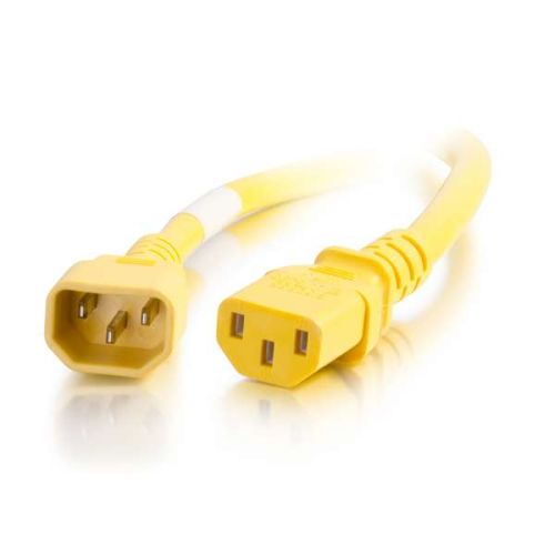 C2G 6ft 18AWG Power Cord (IEC320C14 to IEC320C13) - Yellow - For PDU, Switch, Server - 250 V AC10 A - Yellow - 6 ft Cord Length