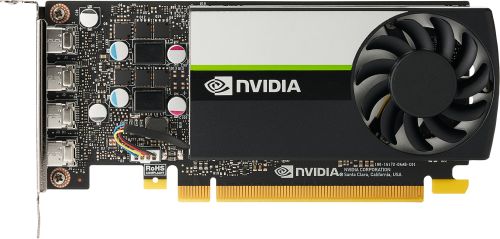 NVIDIA T1000, 4 GB, GDDR6, 128-bit, 896 CUDA Cores, PCI Express 3.0 x 16, 4xMini DisplayPort, 50 W